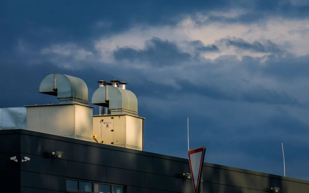 Rooftop mechanical equipment illustrating coordination between trades