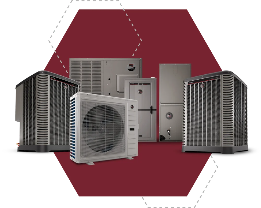 Ruud residential heating and cooling equipment in manufacturer product imagery